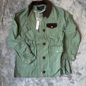 NWT J.Crew Classic Field Jacket w/ Corduroy Trim for Women Size M PALE CYPRESS